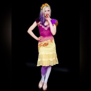 One-of-a-Kind Papusza Couture Hand-Dyed Slip Dress with Lace and Feather Details